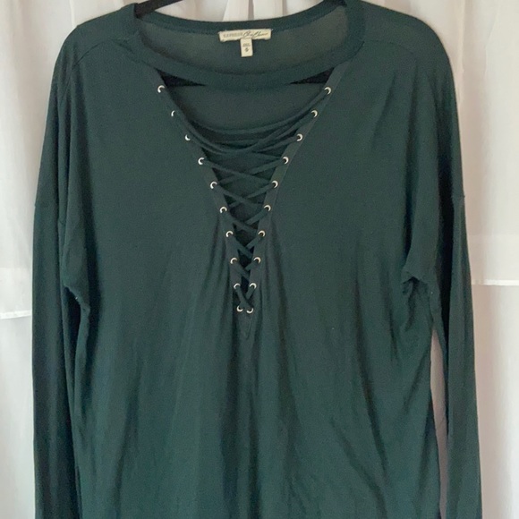 Express Tops - Express Long Sleeve Criss Cross Shirt